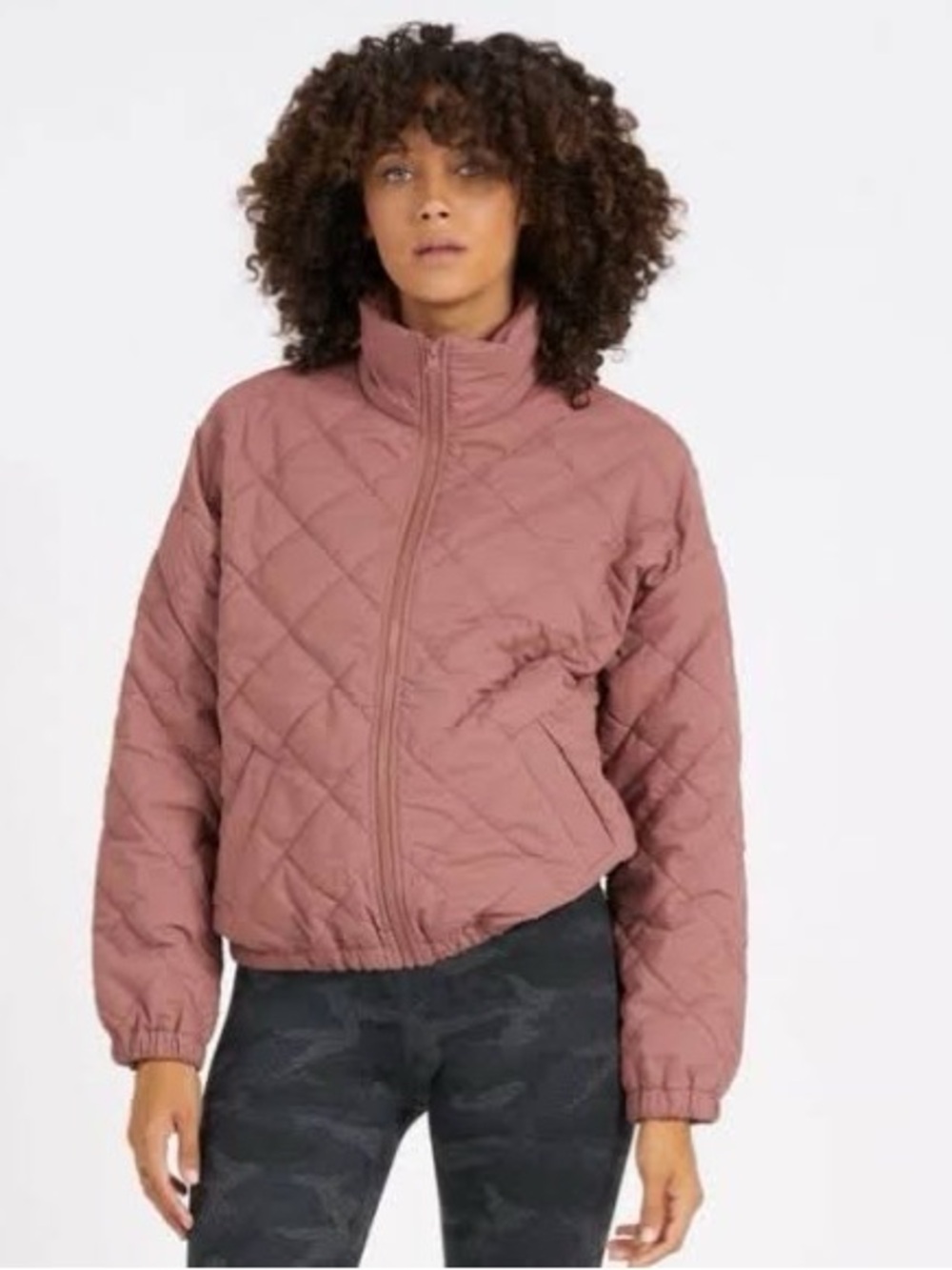 Vuori Echo Insulated Quilted Bomber Jacket Terracotta Pink Lightweight Rose